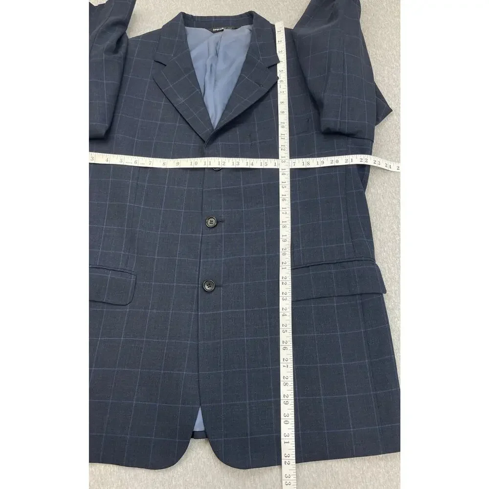 Ermenegildo Zegna Blazer Mens 44L Windowpane Coppley Heritage 100% Wool 3-Button